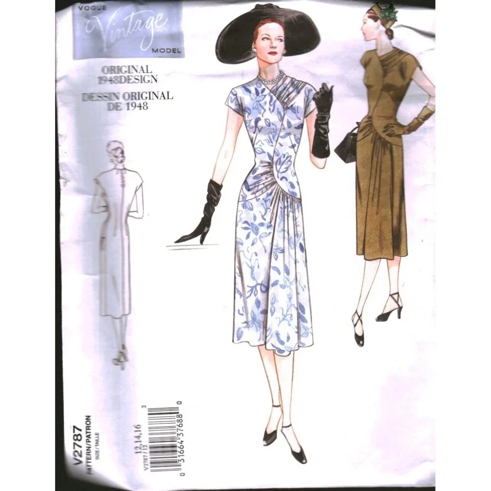 Vogue V2787 Vintage Model 1948 Original Design Misses Dress Sewing Pattern 12-16